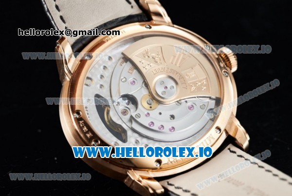 Audemars Piguet Millenary Miyota 9015 Automatic Rose Gold Case White Dial With Roman Numeral Markers Black Leather Strap - Click Image to Close